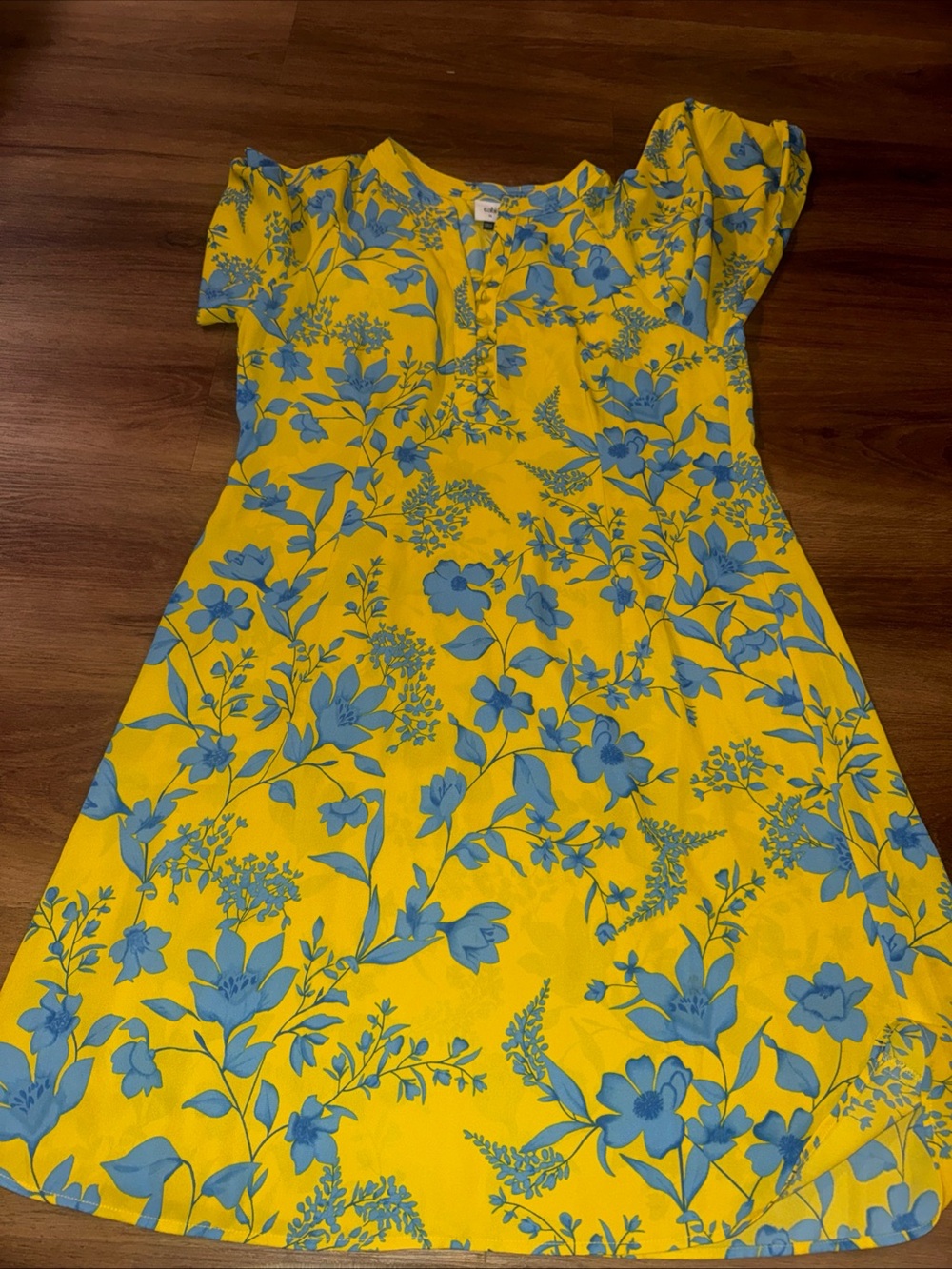 Cabi Yellow & Blue Floral Tunic Dress – Size Medium - Picture 2 of 10